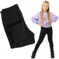 Legginsy - Ocieplane Legginsy dziecięce Polskie bawełniane klasyczne Getry Czarne 140 - miniaturka - grafika 1