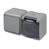 Wyłączniki światła i elektryczne - Karlik 10WGHH-3dŁącznik schodowy z gniazdem hermetycznym (klapka dymna) - miniaturka - grafika 1