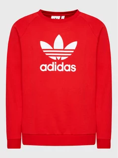 Bluzy męskie - adidas Bluza adicolor Classics Trefoil IA4855 Czerwony Regular Fit - grafika 1