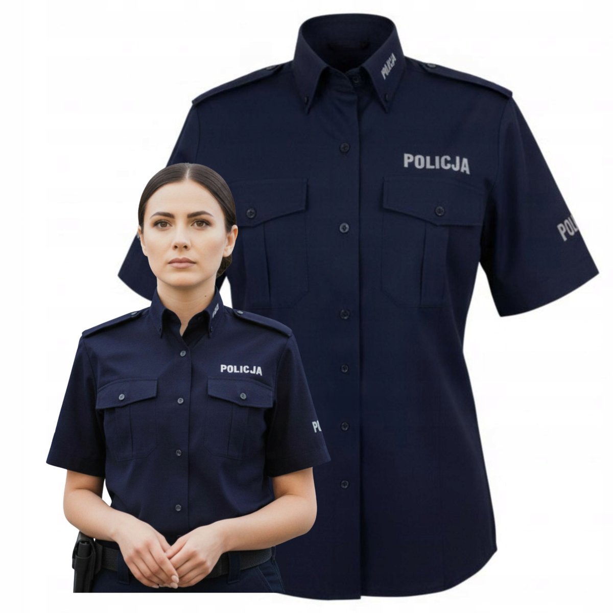 Koszula Damska Służbowa Granatowa Krótki Rękaw Policja Koszula Letnia 39B