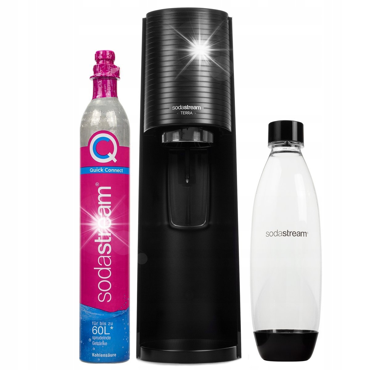 Saturator do wody gazowanej Sodastream Terra Czarny Nabój z gazem Butelka