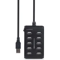 Wtyczki i adaptery - GEMBIRD 10-portowy HUB USB 2.0 czarny - miniaturka - grafika 1