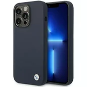 Etui i futerały do telefonów - Etui na telefon BMW BMHMP14XSILNA do Apple iPhone 14 Pro Max 6,7" granatowy/navy Silicone Metal Logo MagSafe - miniaturka - grafika 1
