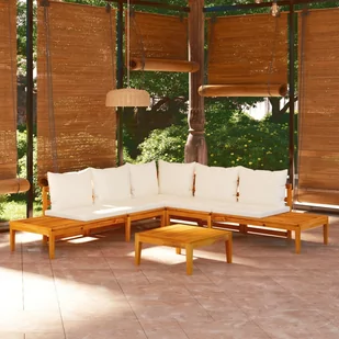 Lumarko 4-cz. zestaw wypoczynkowy do ogrodu, kremowe poduszki, akacja - Meble ogrodowe - miniaturka - grafika 1