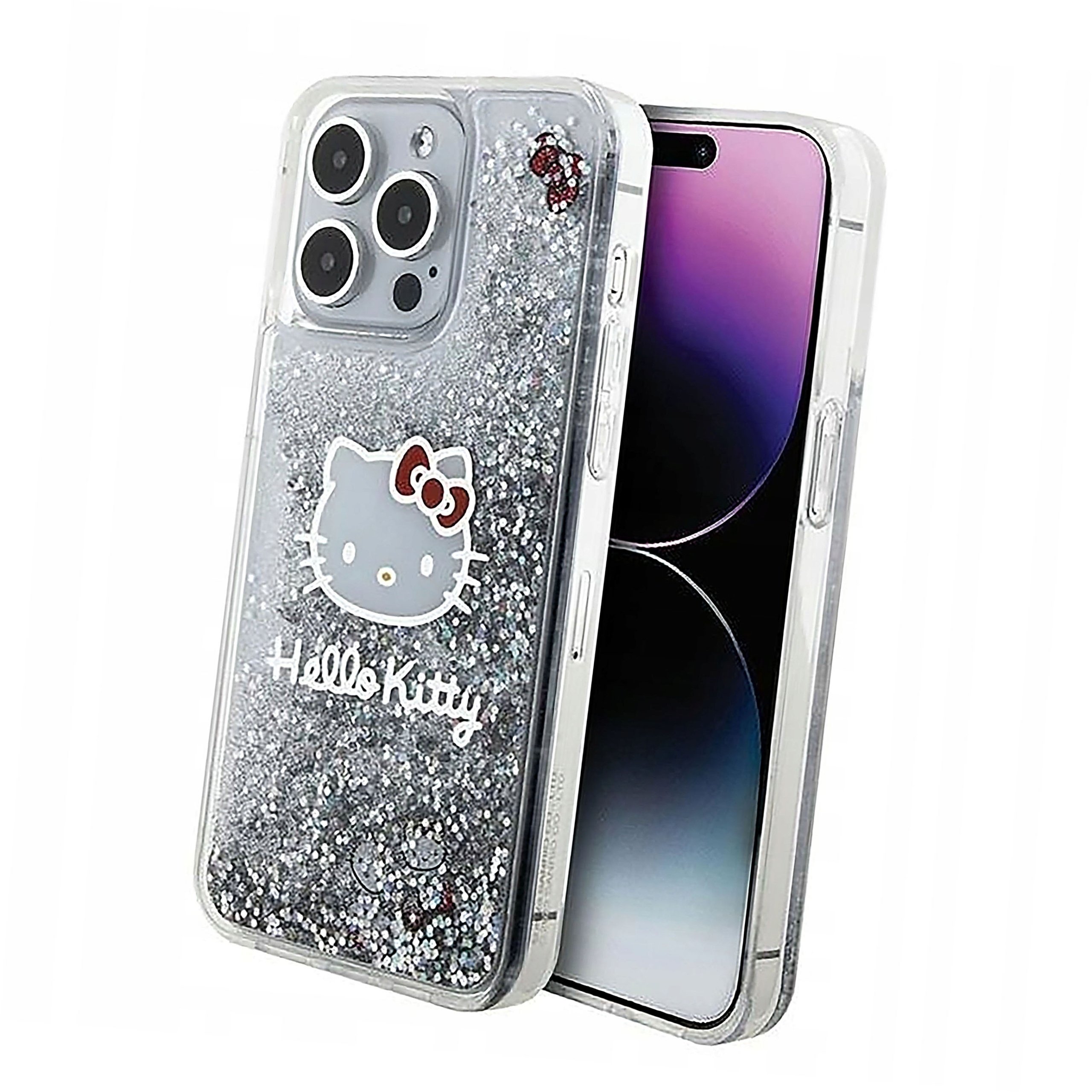 Etui Hello Kitty Liquid Glitter Charms Kitty Head do iPhone 15 Pro Max