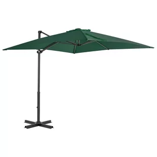 vidaXL Parasol wiszący z aluminiowym słupkiem, 250x250 cm, zielony - Parasole ogrodowe - miniaturka - grafika 1