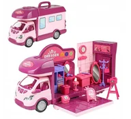 Domki dla lalek - Kamper Marzeń Wielkie Auto Dla Lalek Rozkładany Domek Zestaw +Led - miniaturka - grafika 1