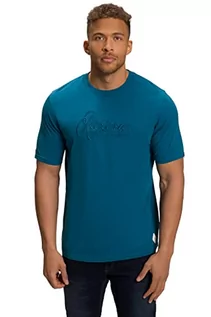 Koszulki męskie - JP 1880 Męski t-shirt z rękawami do łokci z dużym haftem, niebiesko-zielony, XL, niebiesko-zielony, XL - grafika 1