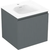 Szafki łazienkowe - Mexen Rivel szafka łazienkowa 50 cm z umywalką Vela, 1 szuflada, ryflowana , grafit mat/biała mat - 91A20-05047-1-BF66-W23M01 - miniaturka - grafika 1