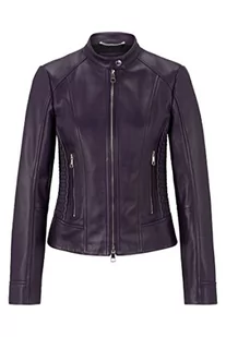 BOSS Damska kurtka skórzana C_Samoka, Dark Purple506, 38 - Kurtki damskie - miniaturka - grafika 1