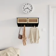 Wieszaki i stojaki - Wieszak na płaszcze, czarny, materiał drewnopochodny i rattan - miniaturka - grafika 1