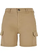Spodnie damskie - Urban Classics Ladies High Waist Cargo Shorts, Spodnie damskie, Unionbeżowy, - miniaturka - grafika 1