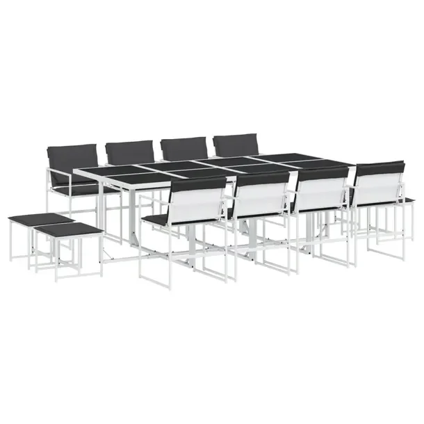 Zestaw mebli ogrodowych biały 220 x 107 x 72 cm z poduszkami antracytowymi