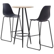 Stoły z krzesłami - vidaXL 3-częściowy zestaw mebli barowych, plastik, czarny 279806 - miniaturka - grafika 1