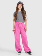 Spodnie i spodenki dla dziewczynek - 4F Spodnie dresowe z szerokimi nogawkami dziewczęce - różowe 122 (6-7 lat) - miniaturka - grafika 1