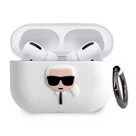 Akcesoria do słuchawek - Karl Lagerfeld KLACAPSILGLWH AirPods Pro cover biały/white Silicone Ikonik - miniaturka - grafika 1