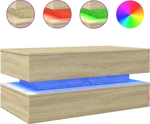 vidaXL Stolik kawowy z oświetleniem LED dąb sonoma 90x50x40 cm - Ławy i stoliki kawowe - miniaturka - grafika 1