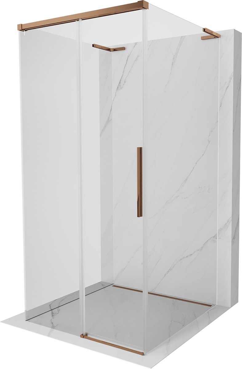 Mexen Rox-3S L kabina prysznicowa 3-ścienna rozsuwana 120 x 120 cm, transparent, różowe złoto - 8C2L-120-120-60-00-3S
