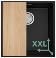 Zlewozmywaki - Podblatowy zlewozmywak granitowy z dużą komorą XXL. Zlew jednokomorowy Czarny Londyn 50. Primagran - miniaturka - grafika 1