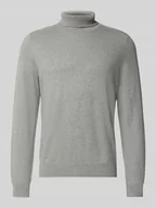 Swetry męskie - Sweter z wywijanym kołnierzem i wyhaftowanym logo - miniaturka - grafika 1