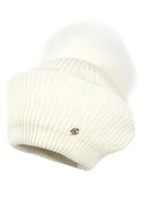Czapki dla dzieci - Beret dla dziewczynki na zimę NIFA z pomponem ekri - miniaturka - grafika 1
