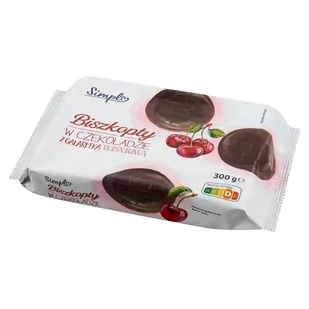 Simpl Biszkopty w czekoladzie z galaretką wiśniową 300 g - Ciastka - miniaturka - grafika 1