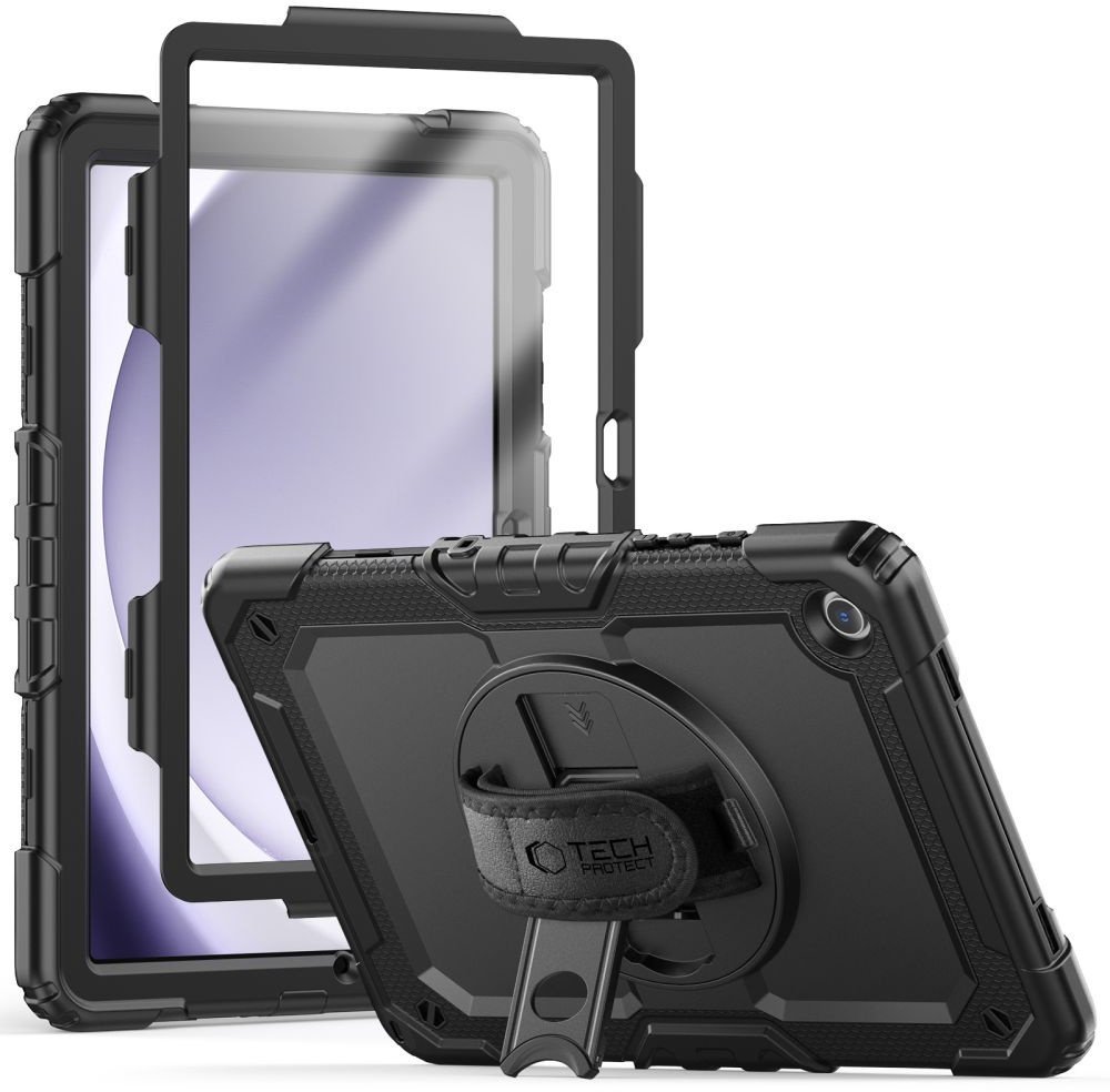 Etui na tablet Tech-Protect Etui z podstawką uchwytem smyczą na Samsung Galaxy Tab A9 8.7 X110 / X115 Solid360 - czarne Etui z podstawką uchwytem smyczą na Samsung Galaxy Tab A9 8.7 X110 / X115 Solid360 - czarne