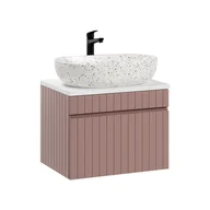 Szafki łazienkowe - Szafka Łazienkowa Wisząca z Umywalką 82-60-D-1S Iconic Rose Comad Antyczna Róża, Alpejska Biel - miniaturka - grafika 1