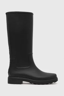 Kalosze damskie - Calvin Klein kalosze Rain Boot Knee damskie kolor czarny - grafika 1