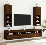 Szafki RTV - vidaXL Szafki TV, z LED, 2 szt., brązowy dąb, 30,5x30x102 cm - miniaturka - grafika 1