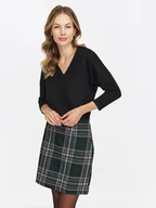 Bluzki damskie - Czarna bluzka z dekoltem w serek - miniaturka - grafika 1