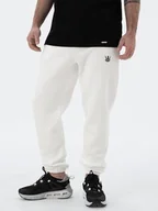 Dresy męskie - SPODNIE DRESOWE MĘSKIE REGULAR KLASYCZNE Modne BIAŁE KORONA Jigga Wear XXL - miniaturka - grafika 1