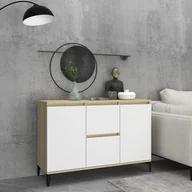 Szafki do salonu - vidaXL Lumarko Komoda, biel i dąb sonoma, 104x35x70 cm, płyta wiórowa! 806117 - miniaturka - grafika 1