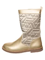 Kozaki damskie - kmins Skórzane kozaki zimowe w kolorze złotym - miniaturka - grafika 1