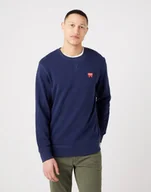 Bluzy męskie - Wrangler Sign Off Crew Męska Bluza Klasyczna Logo Navy W661Ha114-2Xl - miniaturka - grafika 1