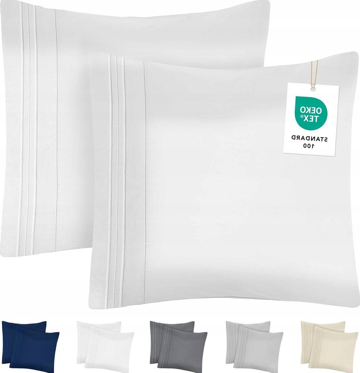 POSZEWKI NA PODUSZKI 80X80CM ZESTAW 2 SZTUK MIKROFIBRA BIAŁE HAFTOWANE