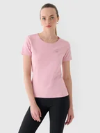 Koszulki i topy damskie - 4F T-shirt slim gładki damski - różowy M - miniaturka - grafika 1