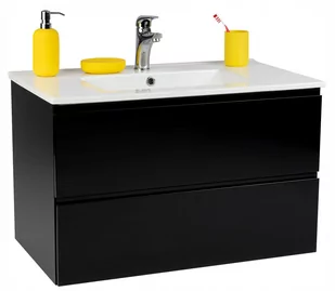 Czarna szafka łazienkowa z umywalką 80 cm - Szafki łazienkowe - miniaturka - grafika 1