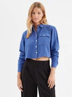 Koszule damskie - Noisy May Koszula jeansowa Maddy 27023614 Niebieski Cropped Fit - miniaturka - grafika 1