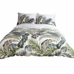 Darymex Pościel satynowa 140x200 1533/1 Liście biała zielona Satynlove - Pościel Darymex Pościel satynowa 140x200 1533/1 Liście biała zielona Satynlove - Pościel - miniaturka - grafika 1