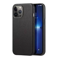 Etui i futerały do telefonów - Dux Ducis Roma skórzane etui do iPhone 13 Pro Max elegancki pokrowiec z naturalnej skóry czarny - miniaturka - grafika 1