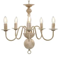 Lampy sufitowe - vidaXL Żyrandol, antyczna biel, 5 żarówek E14 - miniaturka - grafika 1