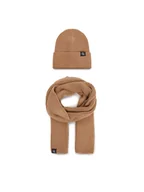 Czapki damskie - Calvin Klein Jeans Zestaw Szalik i Czapka Monogram Rib Scarf Beanie Set IU0IU00638 Brązowy - miniaturka - grafika 1