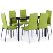 Stoły z krzesłami - vidaXL 7-częściowy zestaw mebli do jadalni, zielony - miniaturka - grafika 1
