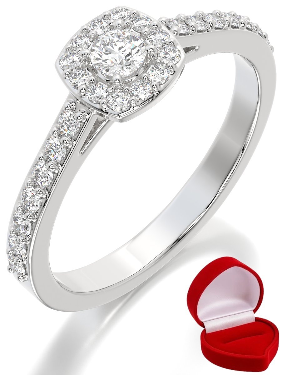 ZŁOTY PIERŚCIONEK ZARĘCZYNOWY 585 14k SZAFIR 0,09 ct BIAŁE ZŁOTO R29