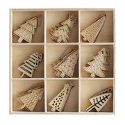 Dekoracje domu - Galeria papieru Zestaw drewnianych ozdób/zawieszek CHOINKI świątecznych komplet 45 sztuk - miniaturka - grafika 1