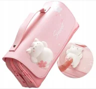 Piórniki - PIÓRNIK TRZYKOMOROWY KOSMETYCZKA KOTEK MOCHI KOTEK TUBA SZKOLNY - miniaturka - grafika 1