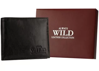 Portfele - Solidny, skórzany portfel męski z ochroną RFID i etui na karty — Always Wild - grafika 1