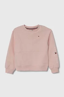 Bluzy dla dziewczynek - Tommy Hilfiger bluza dziecięca kolor różowy z aplikacją - grafika 1
