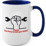 Kubki - Kubek Z Nadrukiem KTO TO PANU TAK SPIE*DOLIŁ Biało Granatowy - miniaturka - grafika 1